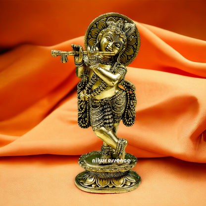 Solid brass Krishna Standing idol - 12 inches Nikuressence