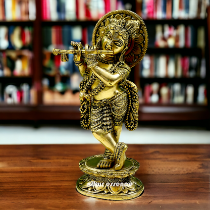 Solid brass Krishna Standing idol - 12 inches Nikuressence