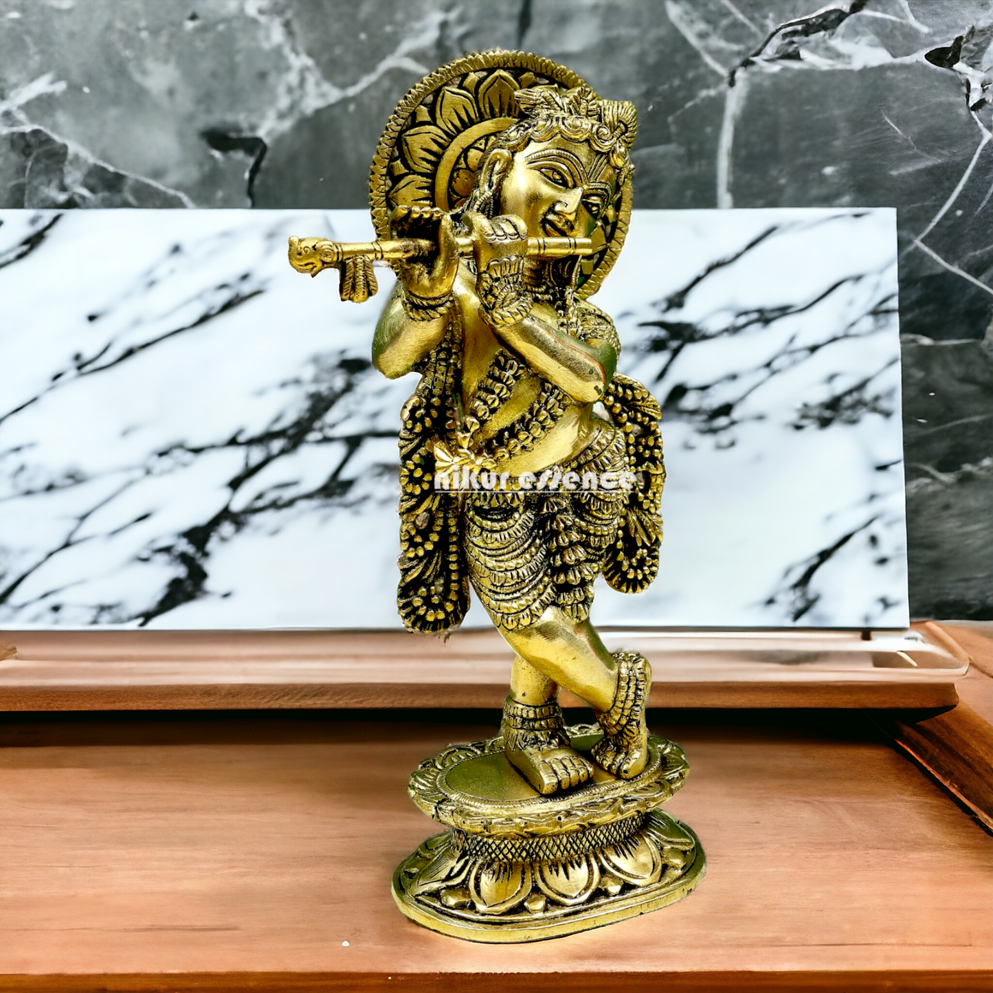 Solid brass Krishna Standing idol - 12 inches Nikuressence