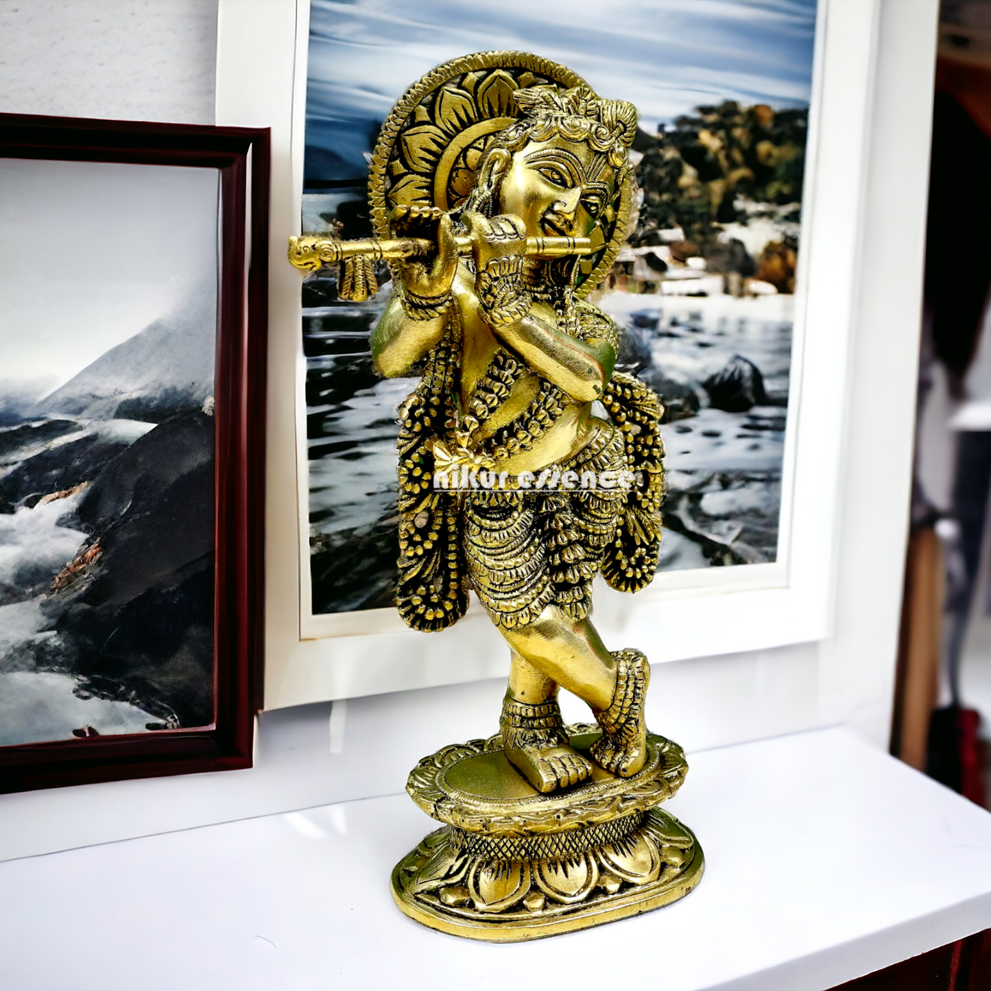 Solid brass Krishna Standing idol - 12 inches Nikuressence