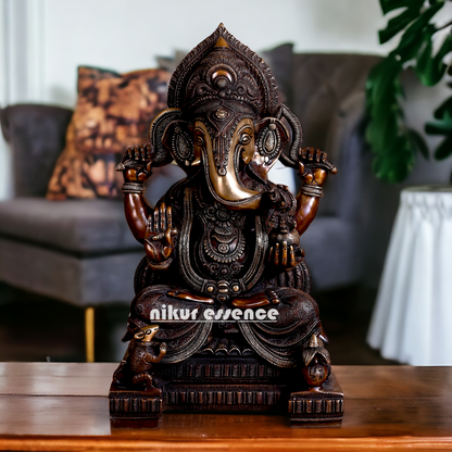 Big Ganesha Ganpati Brass idol - 18.5 inch Nikuressence