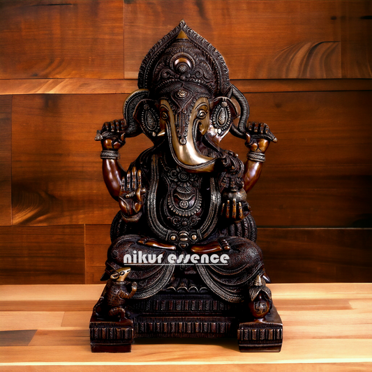 Big Ganesha Ganpati Brass idol - 18.5 inch Nikuressence