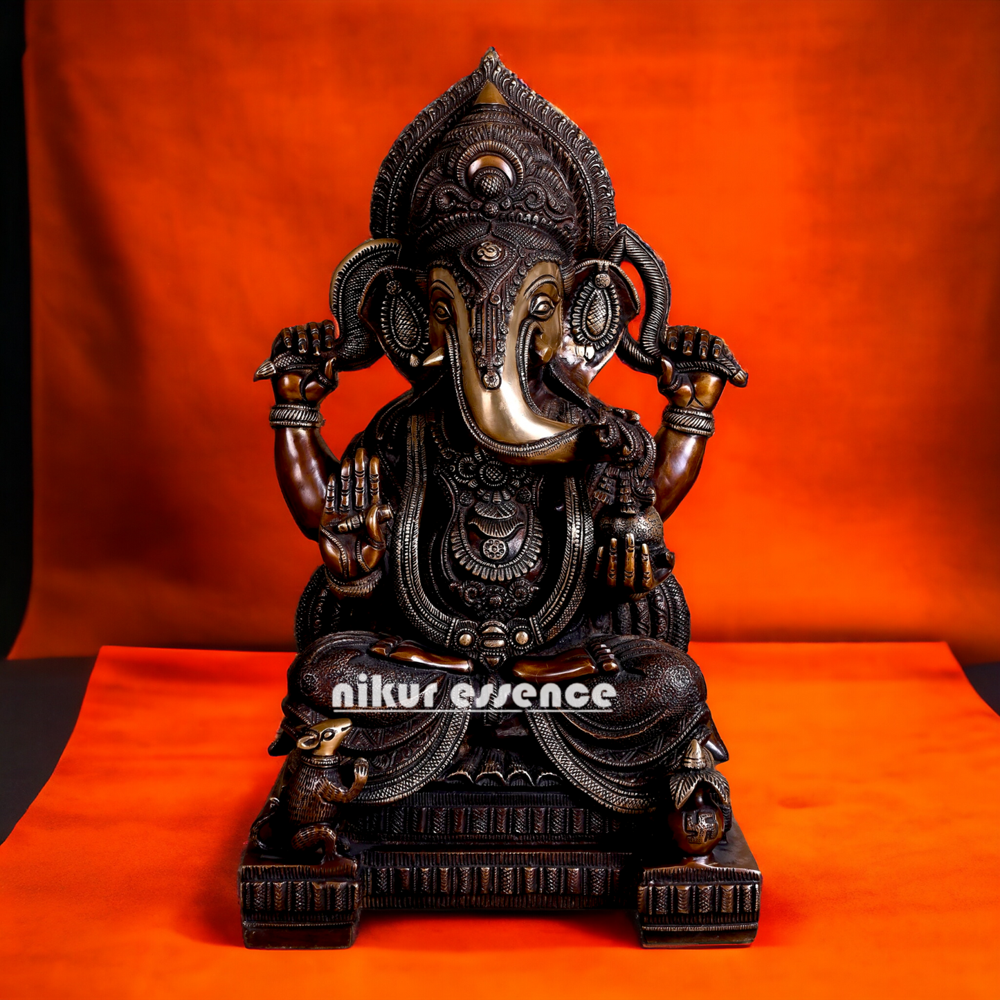 Big Ganesha Ganpati Brass idol - 18.5 inch Nikuressence