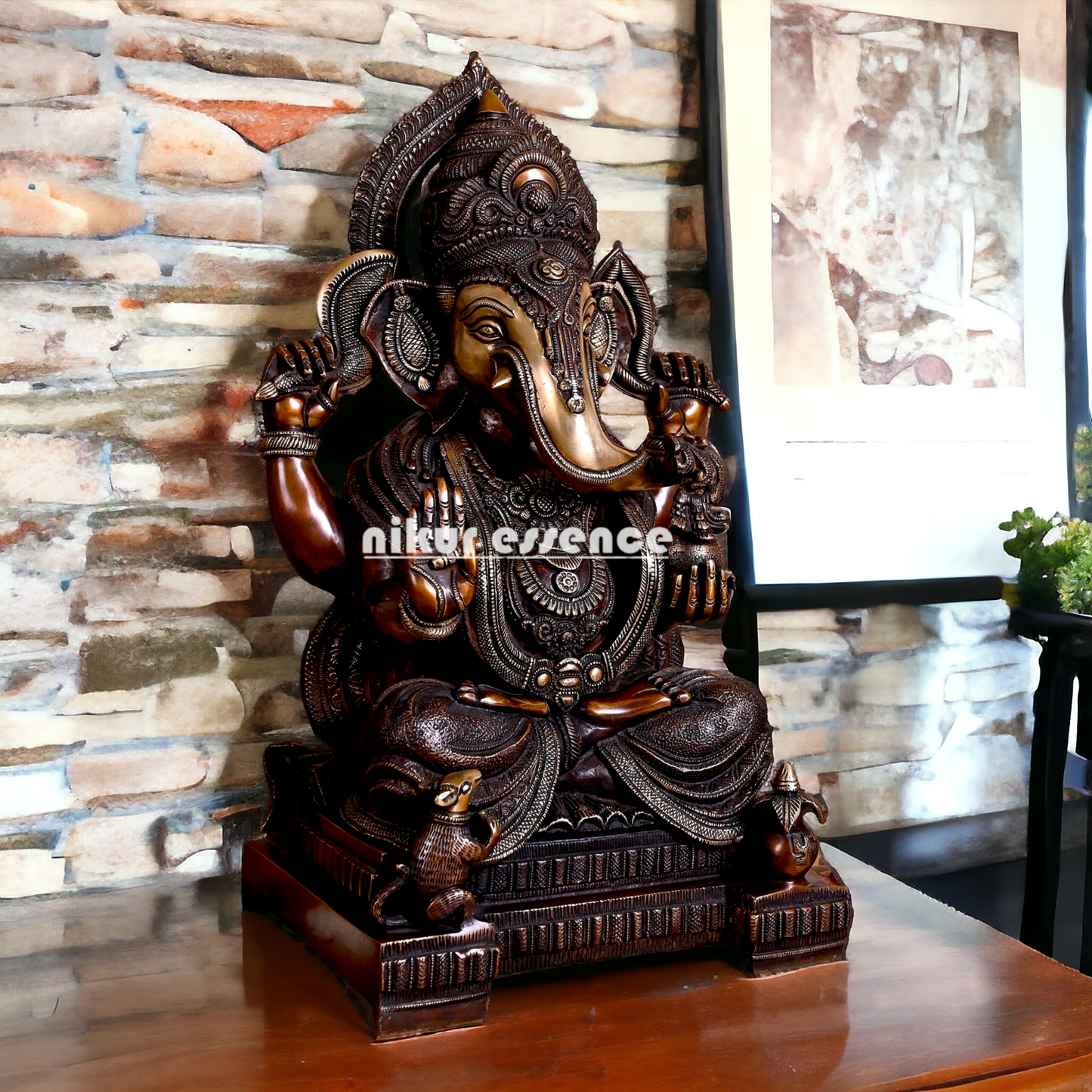 Big Ganesha Ganpati Brass idol - 18.5 inch Nikuressence