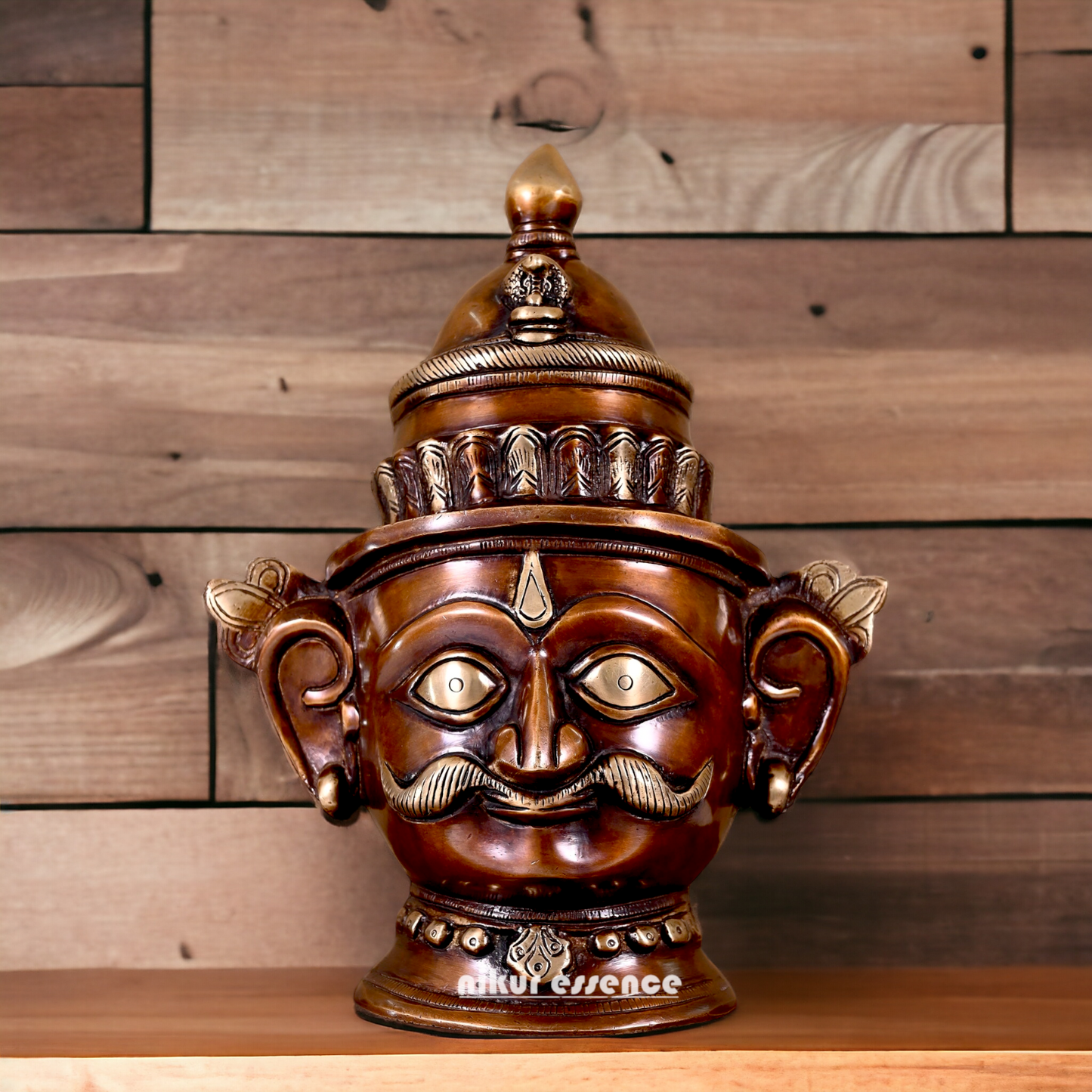 Lord Shiva Face Head Brass Idol - 8.5 inch Nikuressence