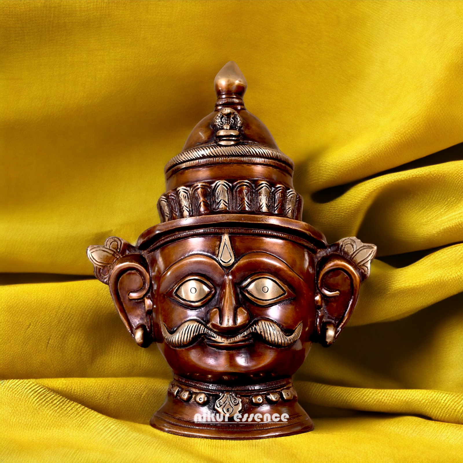 Lord Shiva Face Head Brass Idol - 8.5 inch Nikuressence