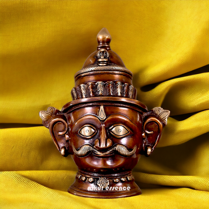 Lord Shiva Face Head Brass Idol - 8.5 inch Nikuressence