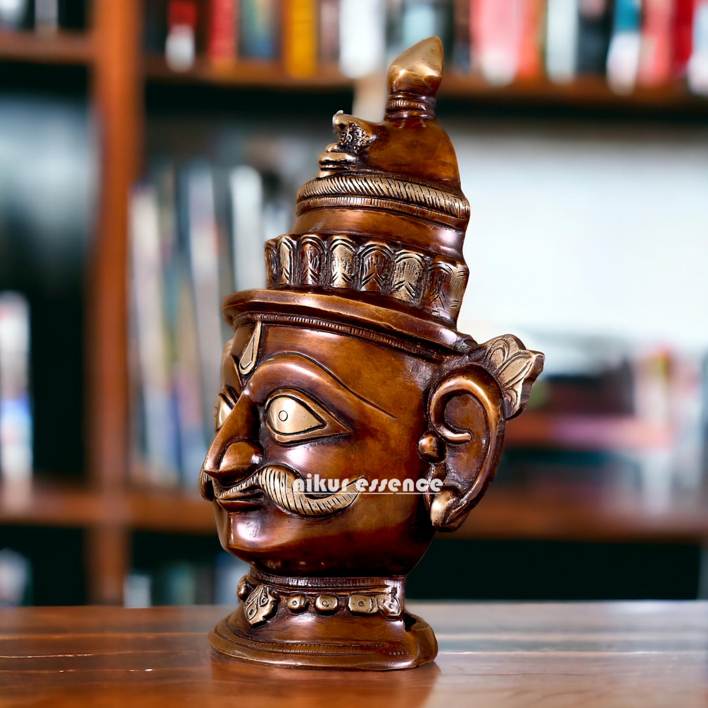 Lord Shiva Face Head Brass Idol - 8.5 inch Nikuressence