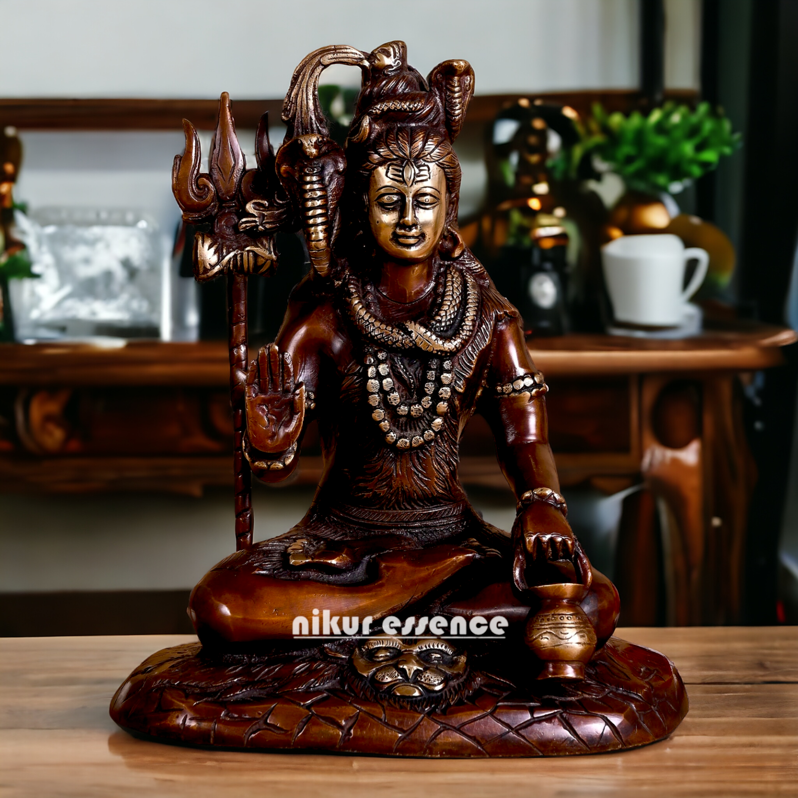 Large Shiva Sitting Meditation Brass Idol - 10 inches Nikuressence