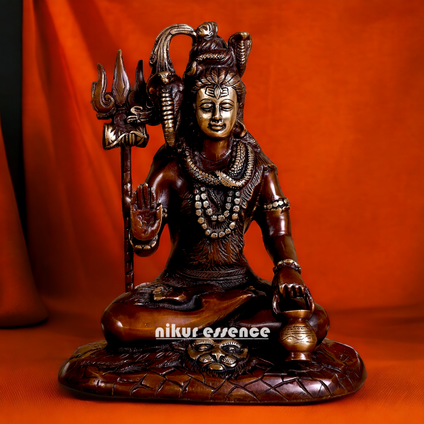 Large Shiva Sitting Meditation Brass Idol - 10 inches Nikuressence