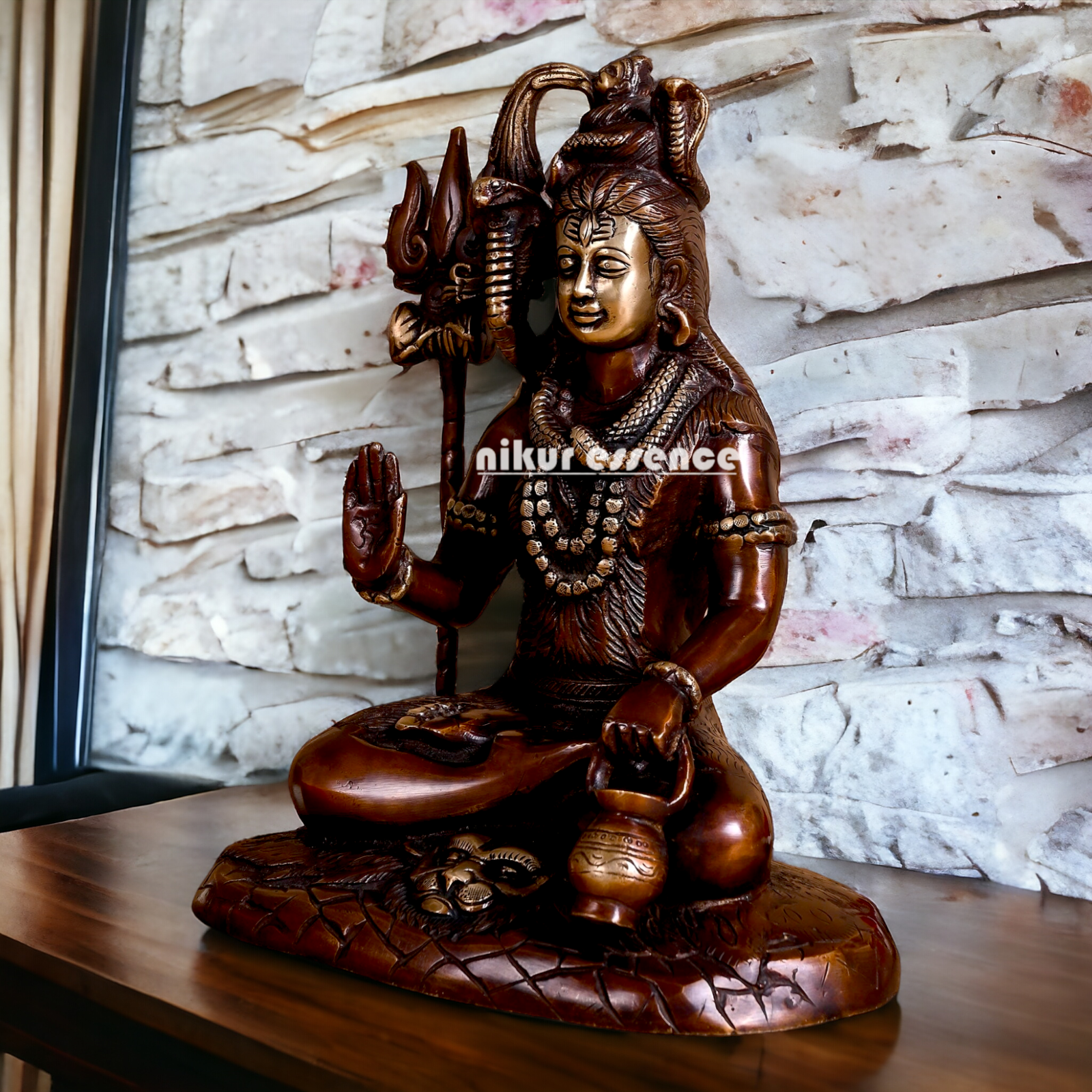 Large Shiva Sitting Meditation Brass Idol - 10 inches Nikuressence