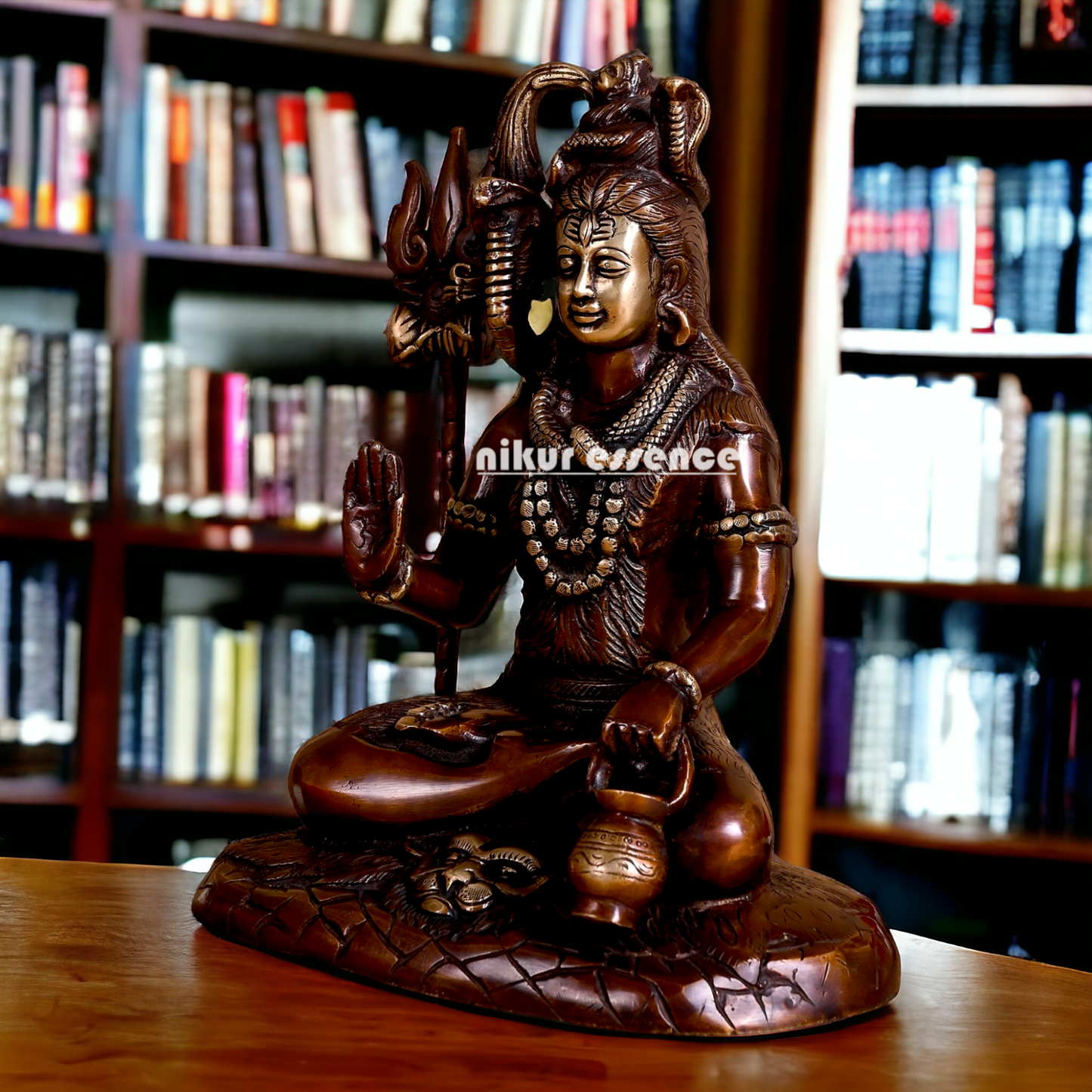 Large Shiva Sitting Meditation Brass Idol - 10 inches Nikuressence