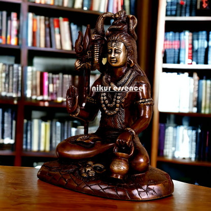 Large Shiva Sitting Meditation Brass Idol - 10 inches Nikuressence