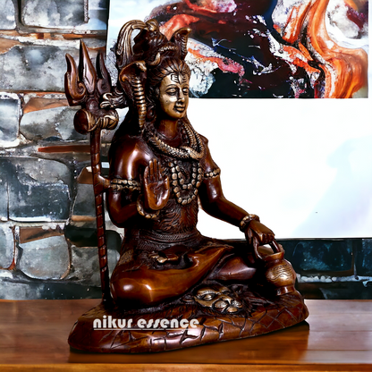 Large Shiva Sitting Meditation Brass Idol - 10 inches Nikuressence