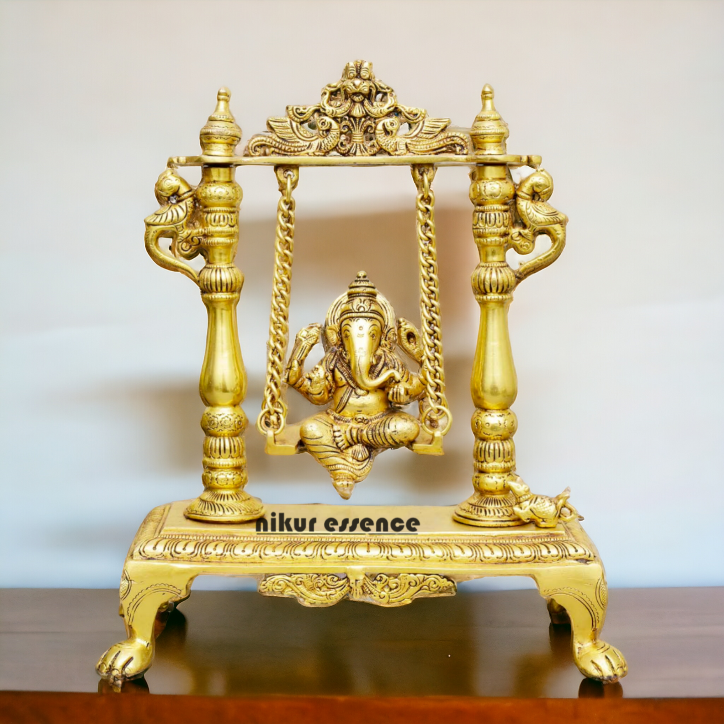 Pure Brass Ganesha God Ganpati swinging Jhula idol - 12 inches Nikuressence