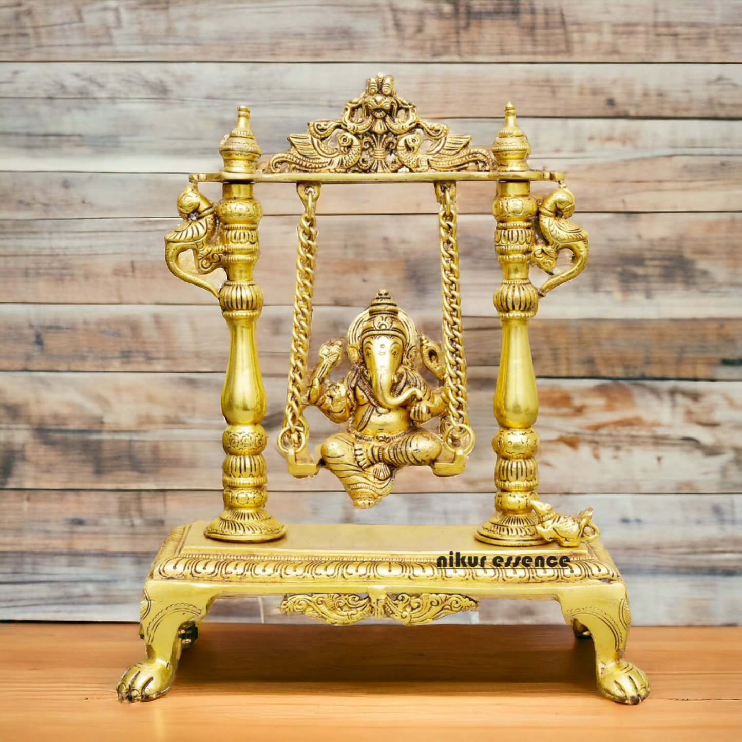 Pure Brass Ganesha God Ganpati swinging Jhula idol - 12 inches Nikuressence