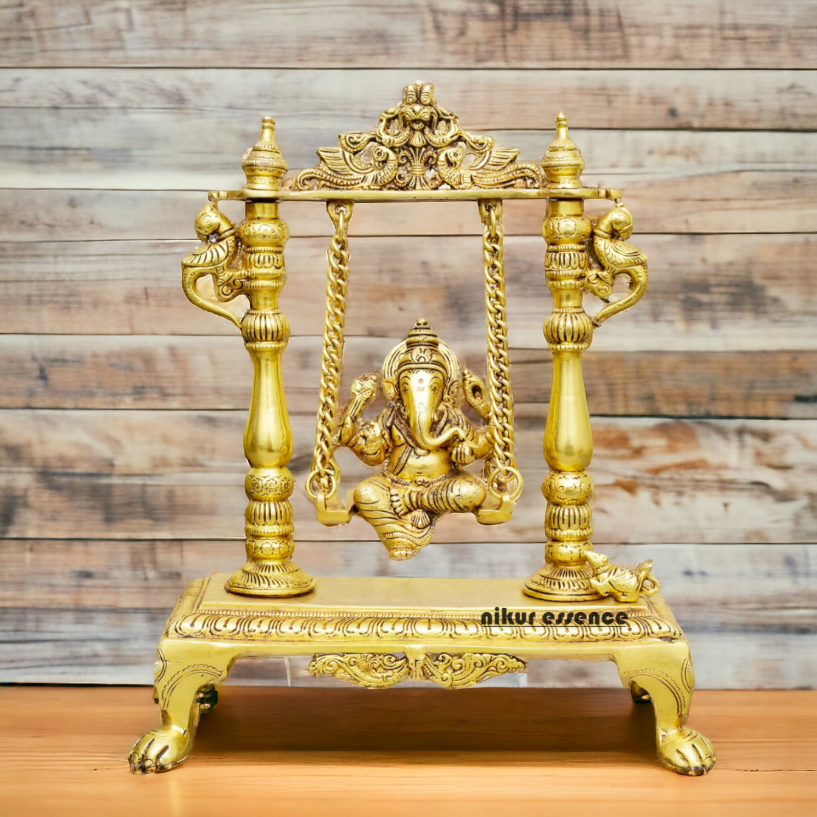 Pure Brass Ganesha God Ganpati swinging Jhula idol - 12 inches Nikuressence
