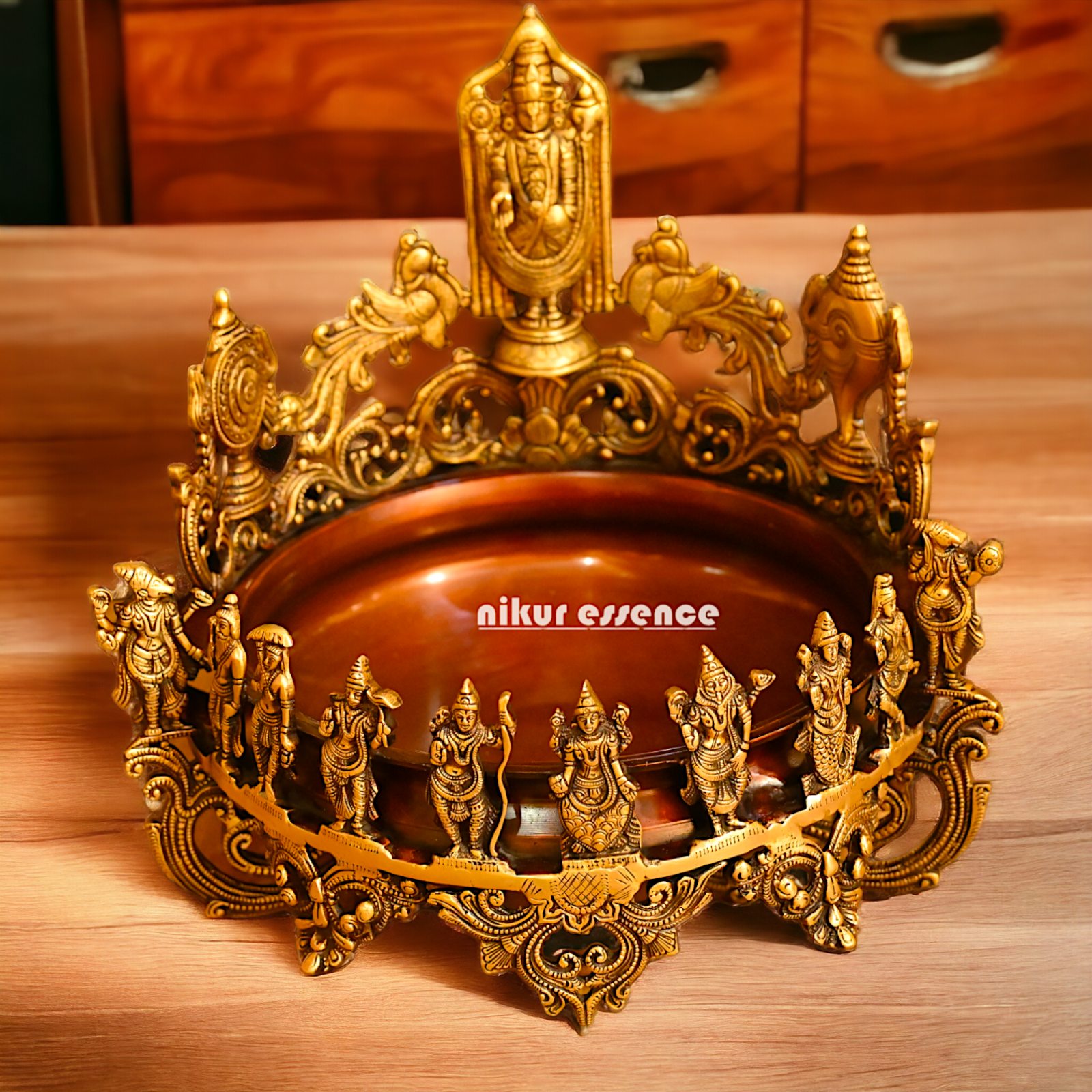 Shop Solid Brass Dashavatar with Balaji Urli Bowl - 18 inches Nikuressence