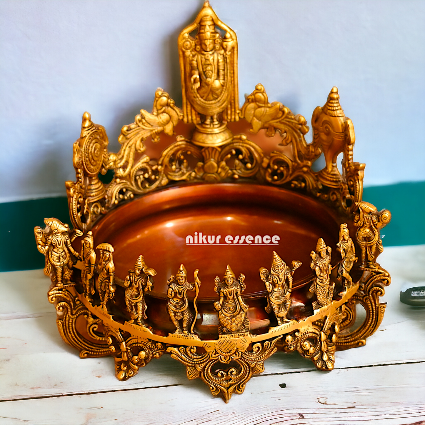 Shop Solid Brass Dashavatar with Balaji Urli Bowl - 18 inches Nikuressence