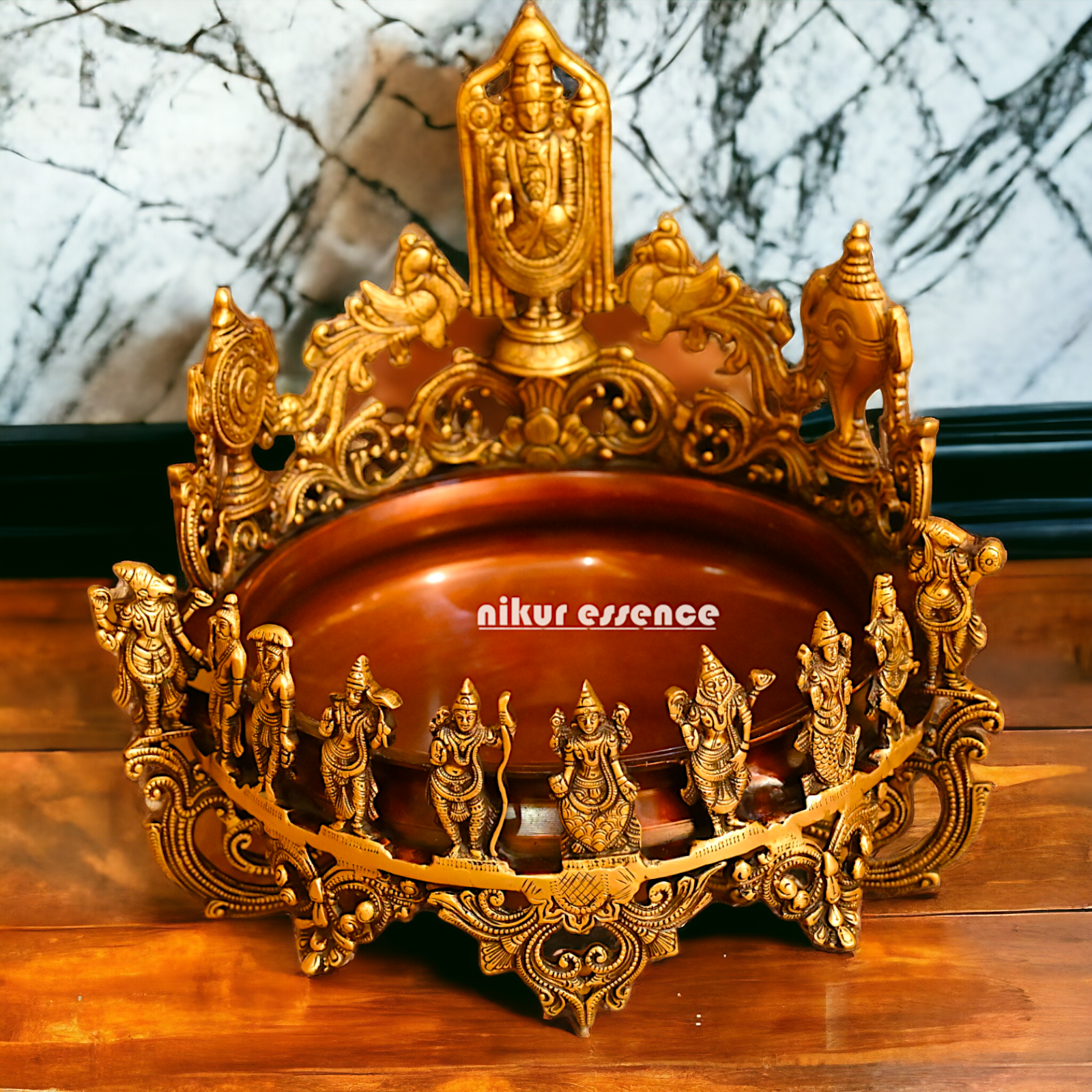 Shop Solid Brass Dashavatar with Balaji Urli Bowl - 18 inches Nikuressence