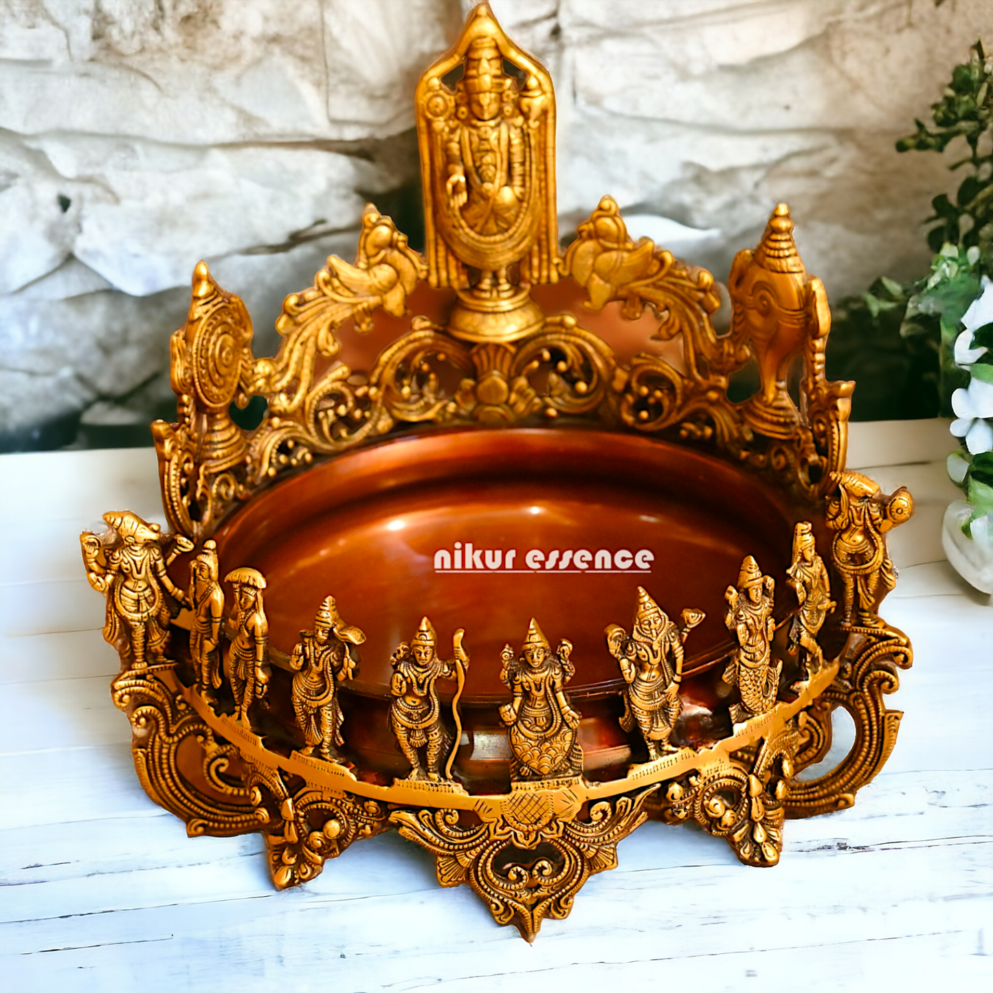 Shop Solid Brass Dashavatar with Balaji Urli Bowl - 18 inches Nikuressence