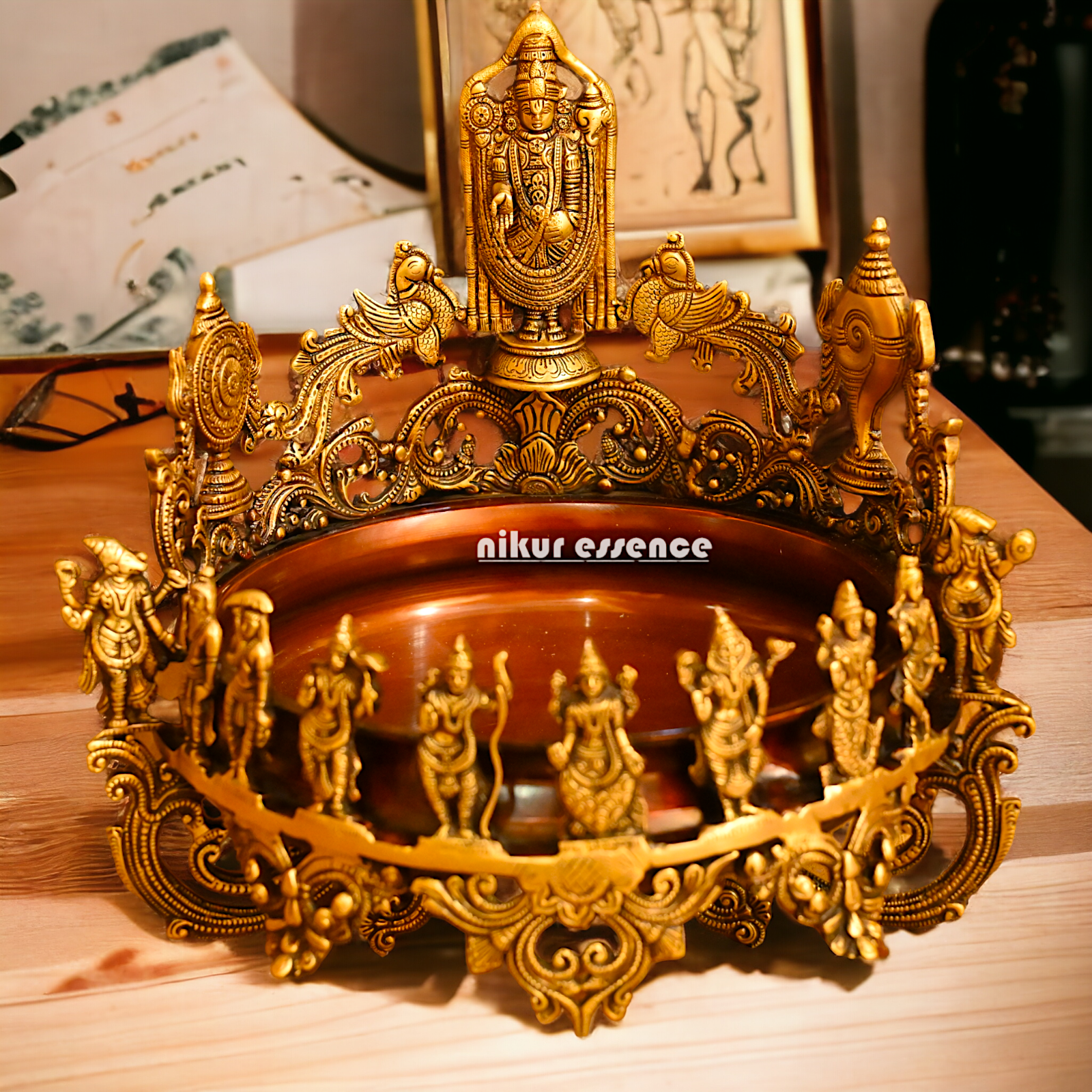 Shop Solid Brass Dashavatar with Balaji Urli Bowl - 18 inches Nikuressence