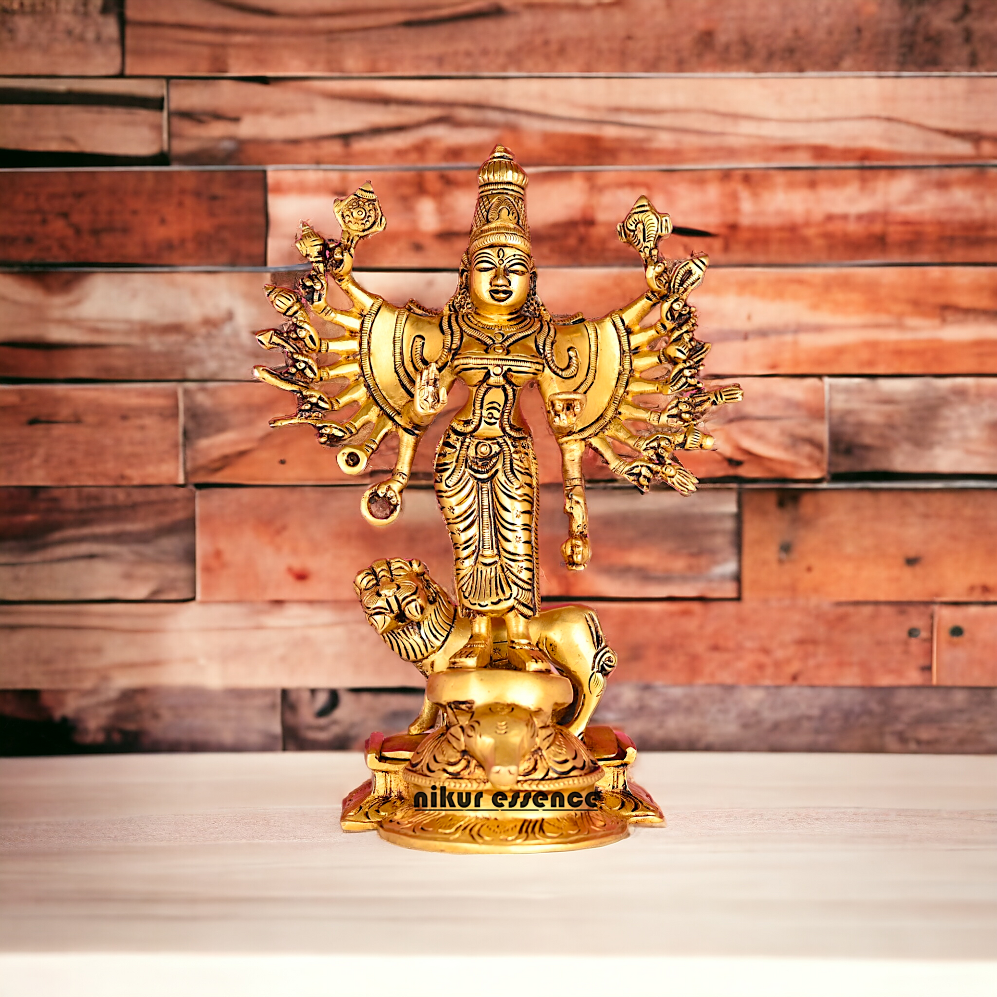 Solid Brass Dakshin Kali Durga Dattatreya Statue - 9.5 inches height Nikuressence