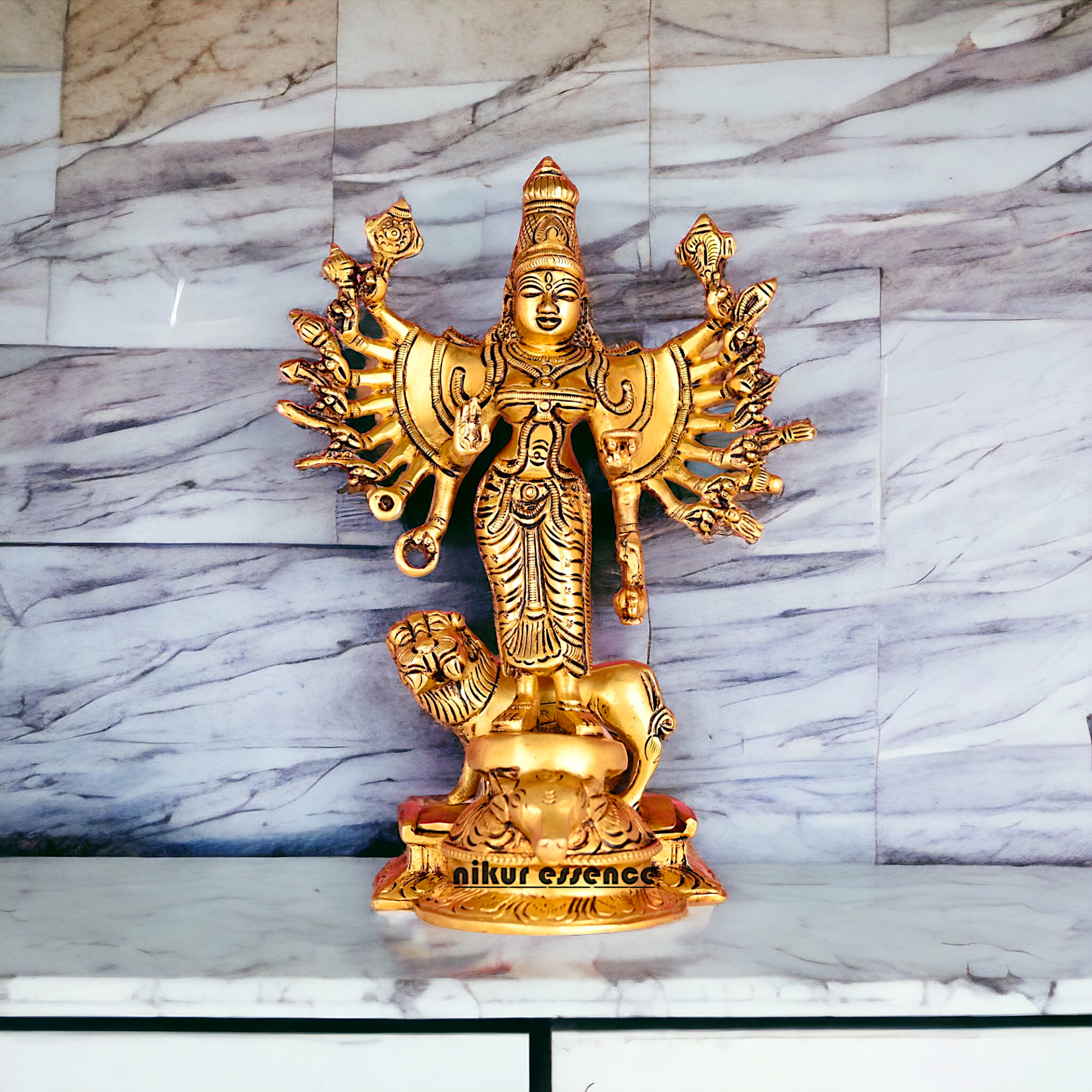 Solid Brass Dakshin Kali Durga Dattatreya Statue - 9.5 inches height Nikuressence