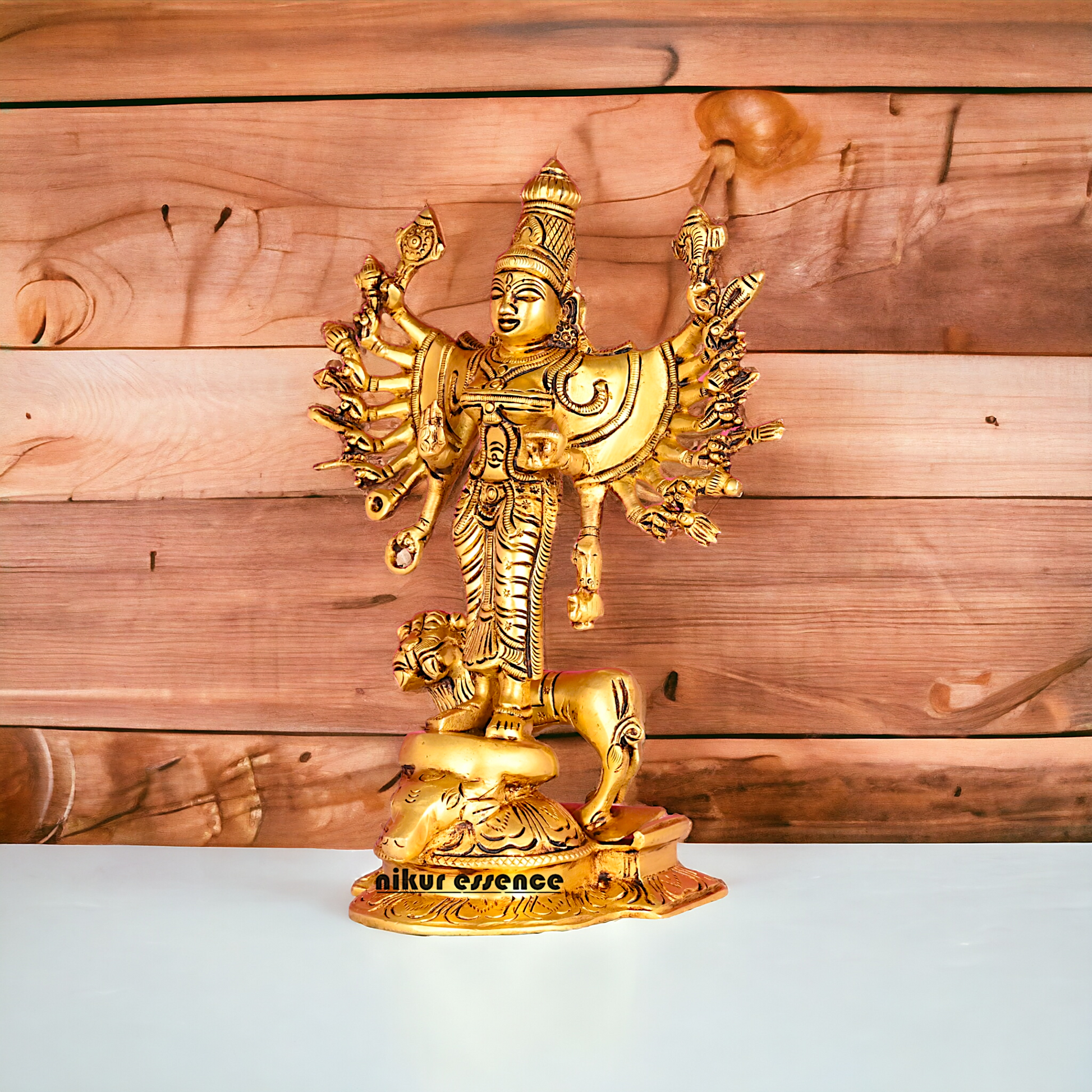 Solid Brass Dakshin Kali Durga Dattatreya Statue - 9.5 inches height Nikuressence