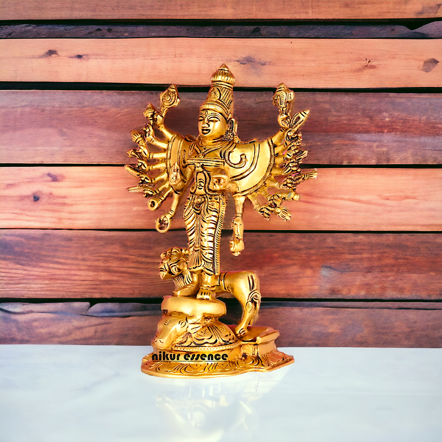 Solid Brass Dakshin Kali Durga Dattatreya Statue - 9.5 inches height Nikuressence