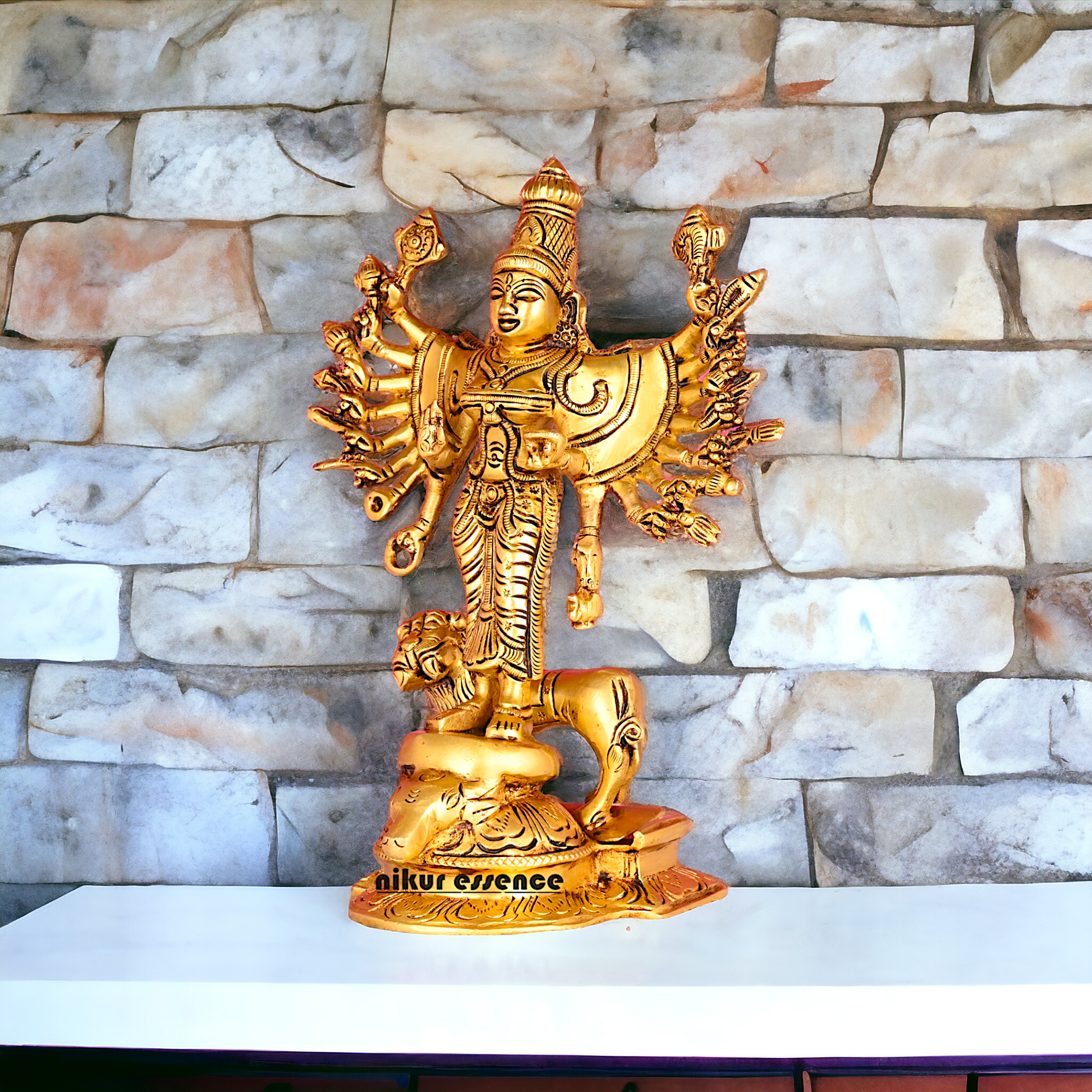 Solid Brass Dakshin Kali Durga Dattatreya Statue - 9.5 inches height Nikuressence