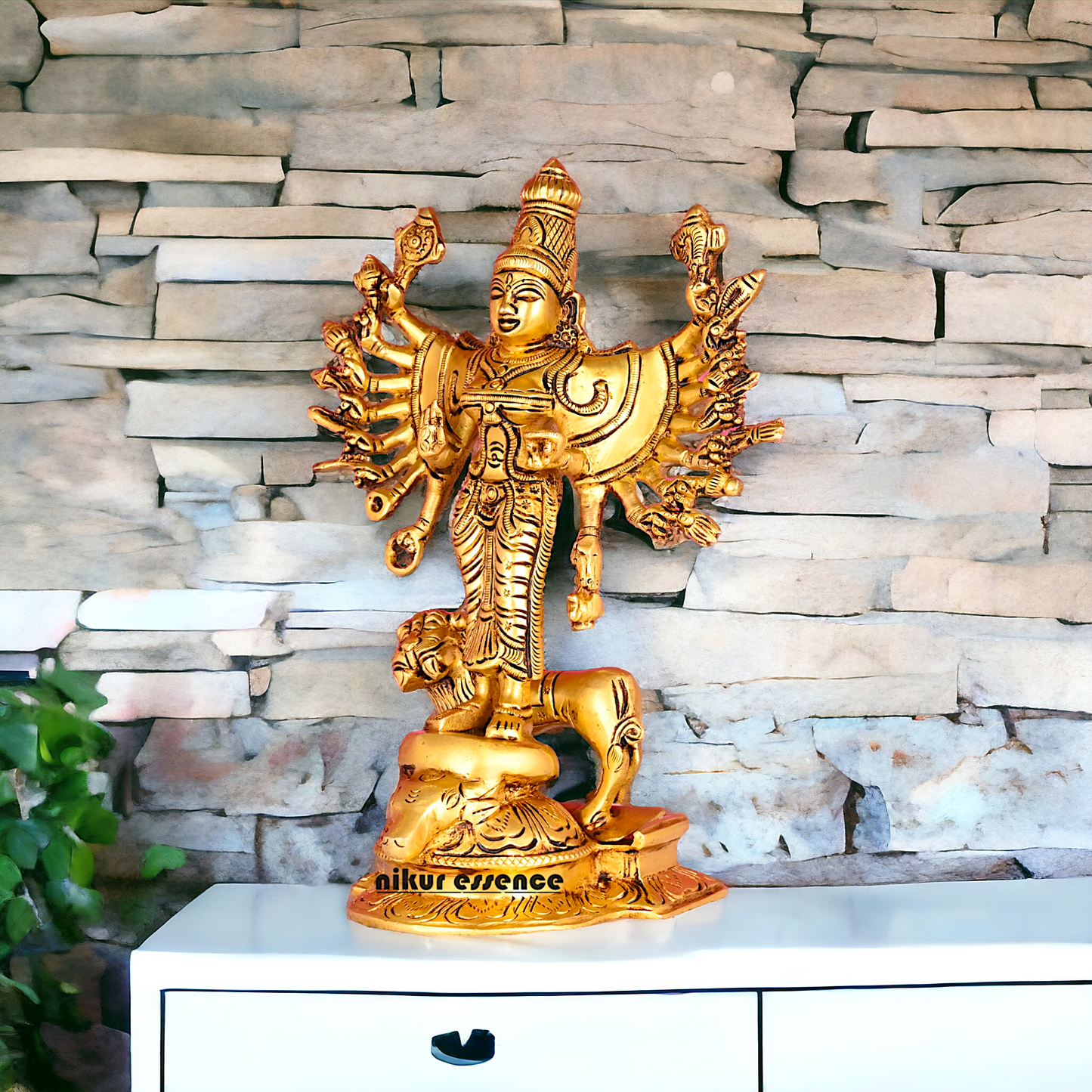 Solid Brass Dakshin Kali Durga Dattatreya Statue - 9.5 inches height Nikuressence