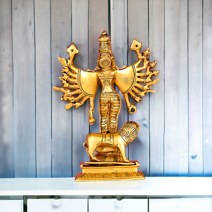 Solid Brass Dakshin Kali Durga Dattatreya Statue - 9.5 inches height Nikuressence