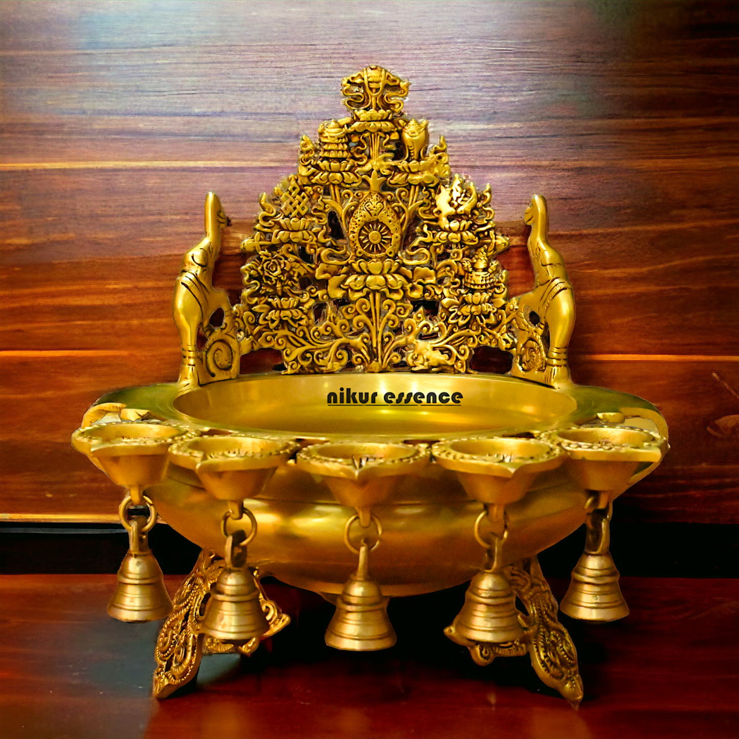 Buy Solid Brass Urli With Bells - 13.5 inches Height Nikuressence