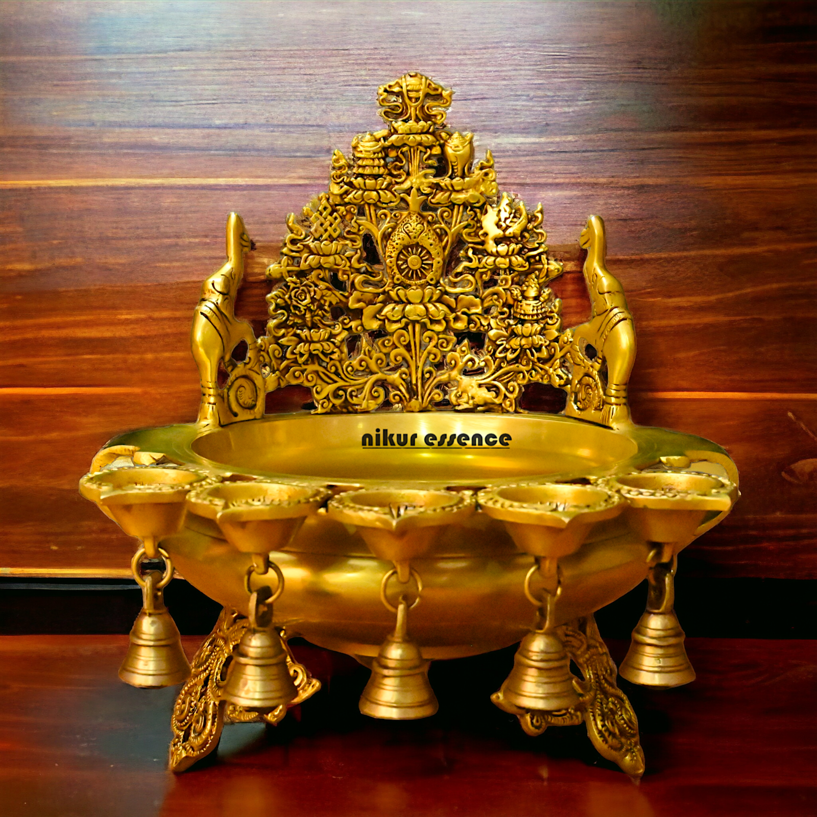 Buy Solid Brass Urli With Bells - 13.5 inches Height Nikuressence
