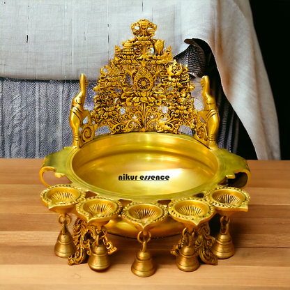 Buy Solid Brass Urli With Bells - 13.5 inches Height Nikuressence