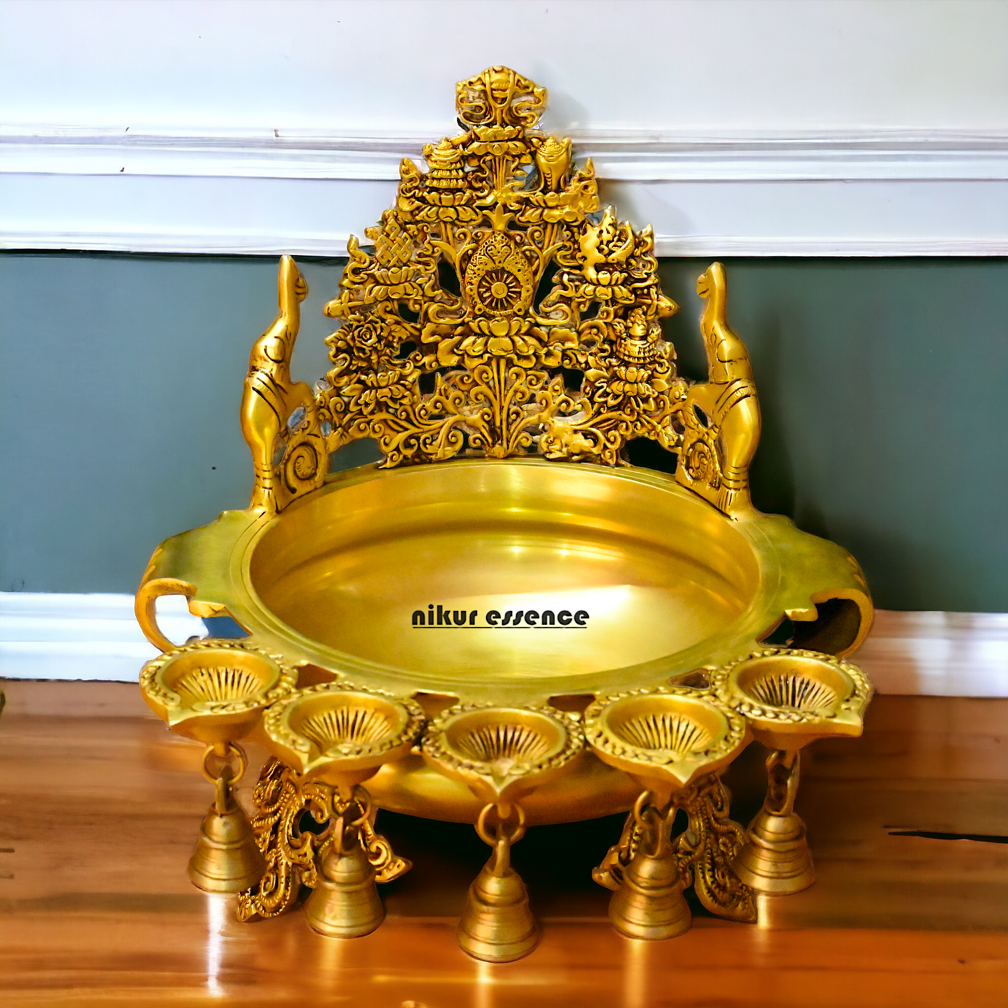 Buy Solid Brass Urli With Bells - 13.5 inches Height Nikuressence