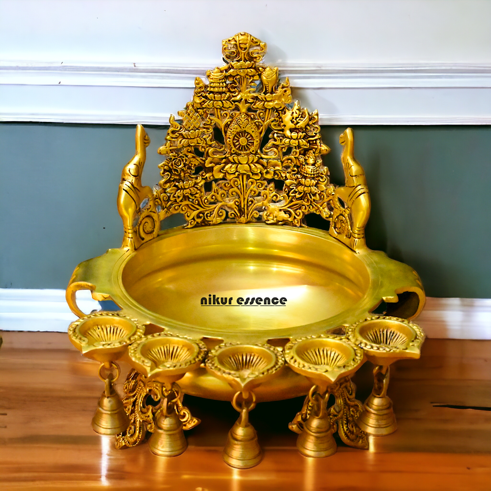 Buy Solid Brass Urli With Bells - 13.5 inches Height Nikuressence