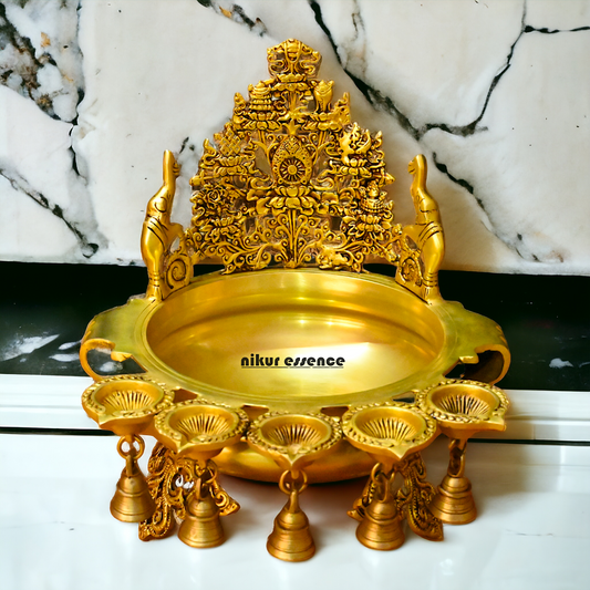 Buy Solid Brass Urli With Bells - 13.5 inches Height Nikuressence