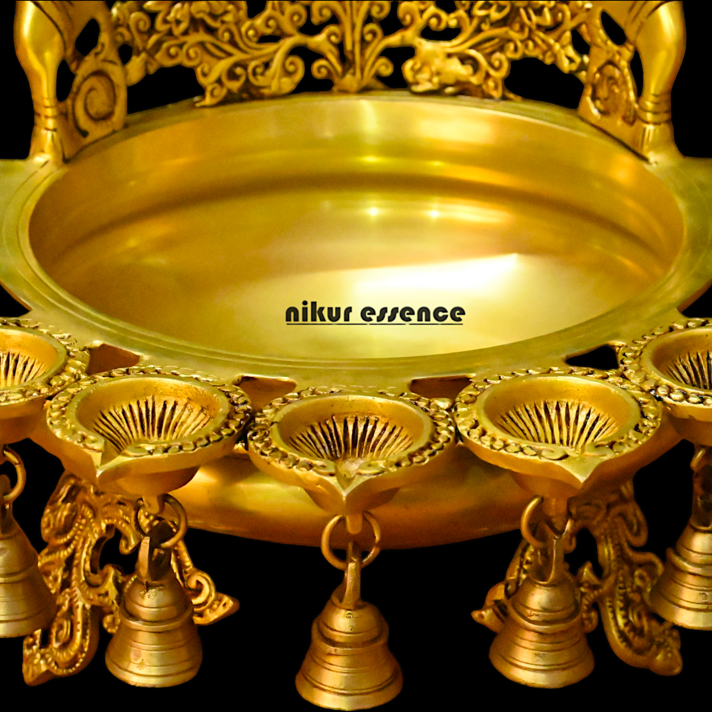 Buy Solid Brass Urli With Bells - 13.5 inches Height Nikuressence