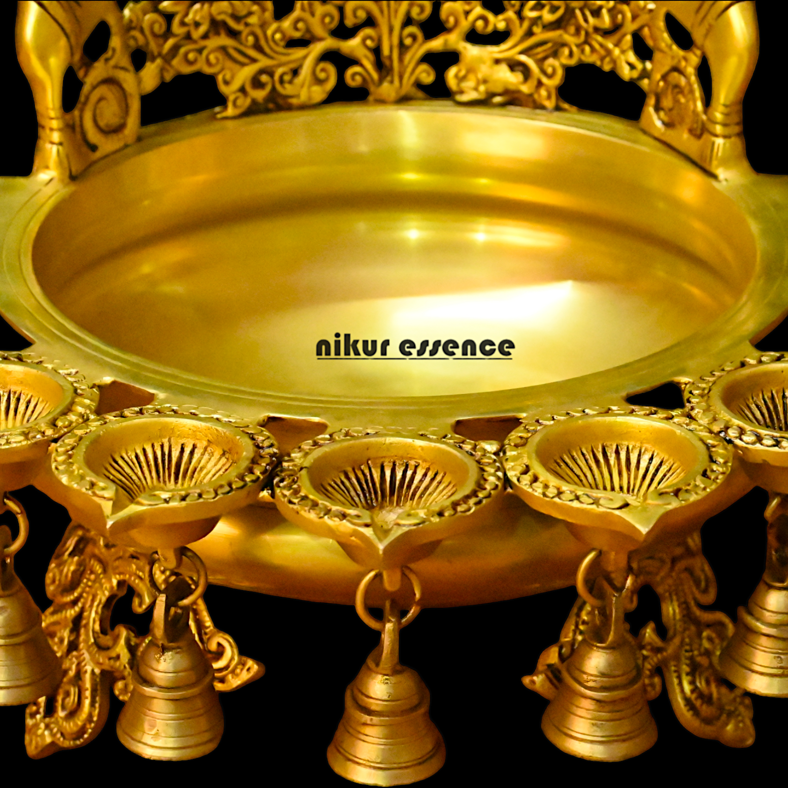 Buy Solid Brass Urli With Bells - 13.5 inches Height Nikuressence