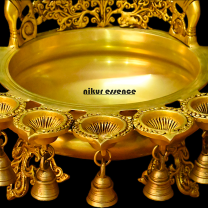 Buy Solid Brass Urli With Bells - 13.5 inches Height Nikuressence
