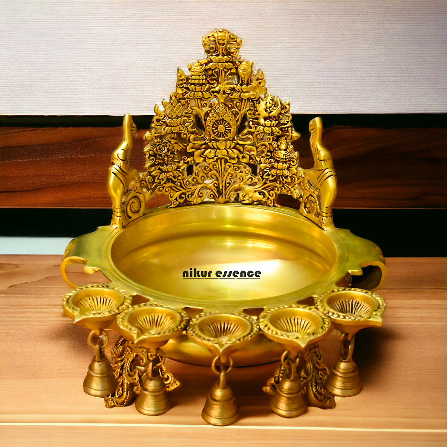 Buy Solid Brass Urli With Bells - 13.5 inches Height Nikuressence