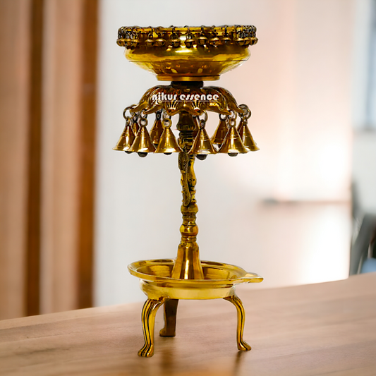 Online large Brass Urli bowl with bells - 19 inches Height Nikuressence