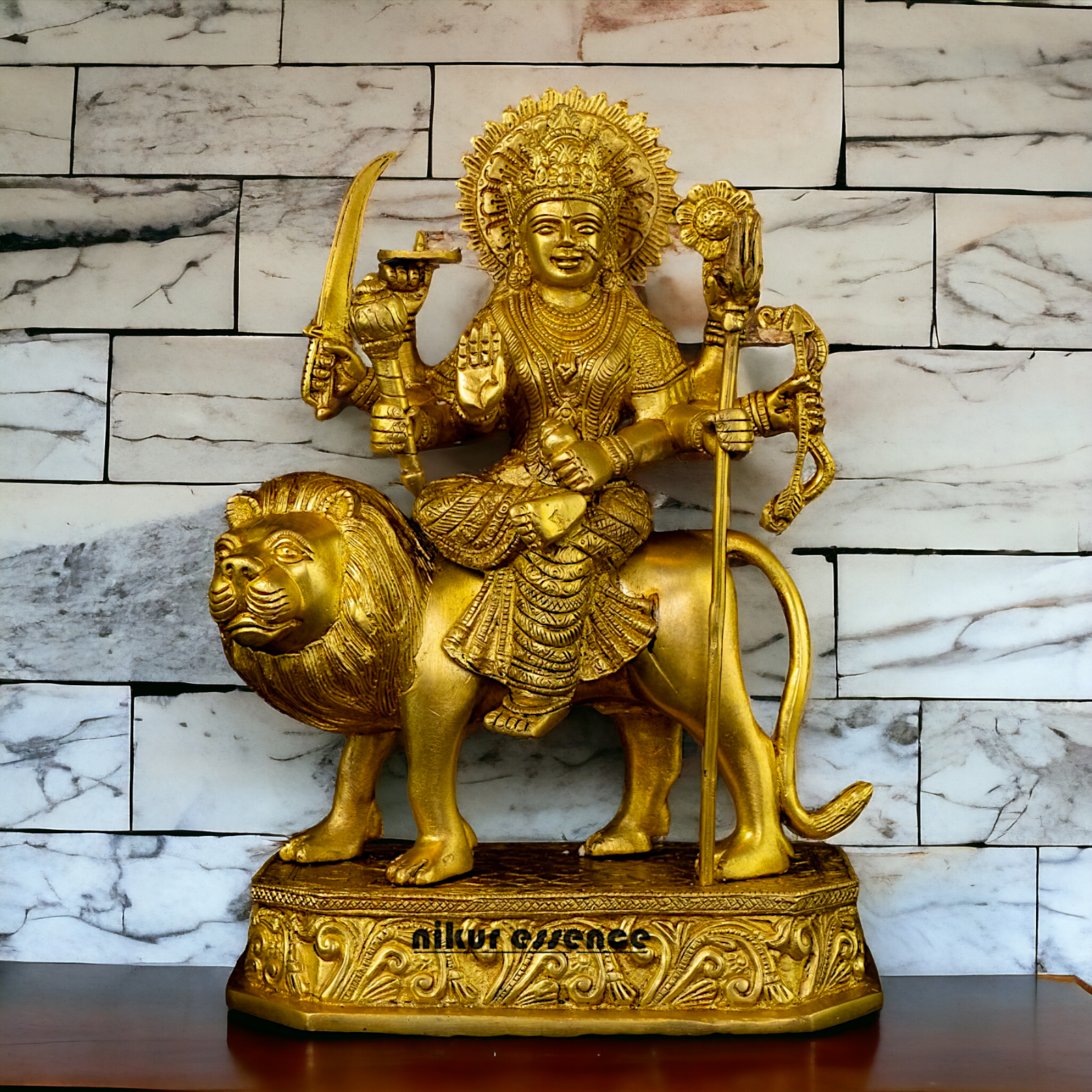 Superfine Brass Beautiful Sherawali Durga Maa - 31 cm Nikuressence
