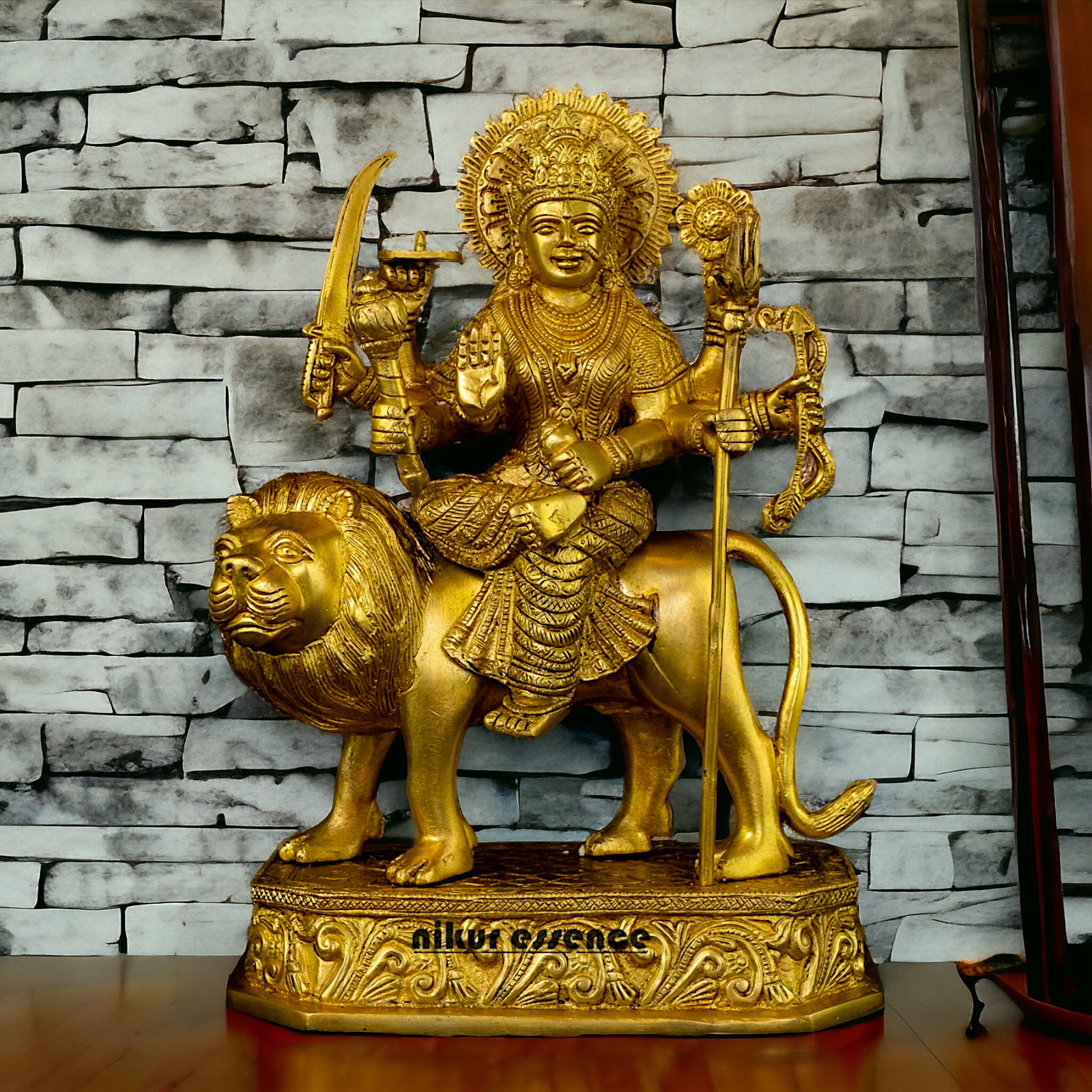 Superfine Brass Beautiful Sherawali Durga Maa - 31 cm Nikuressence
