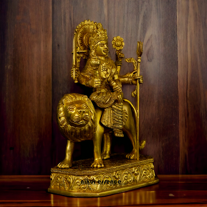 Superfine Brass Beautiful Sherawali Durga Maa - 31 cm Nikuressence