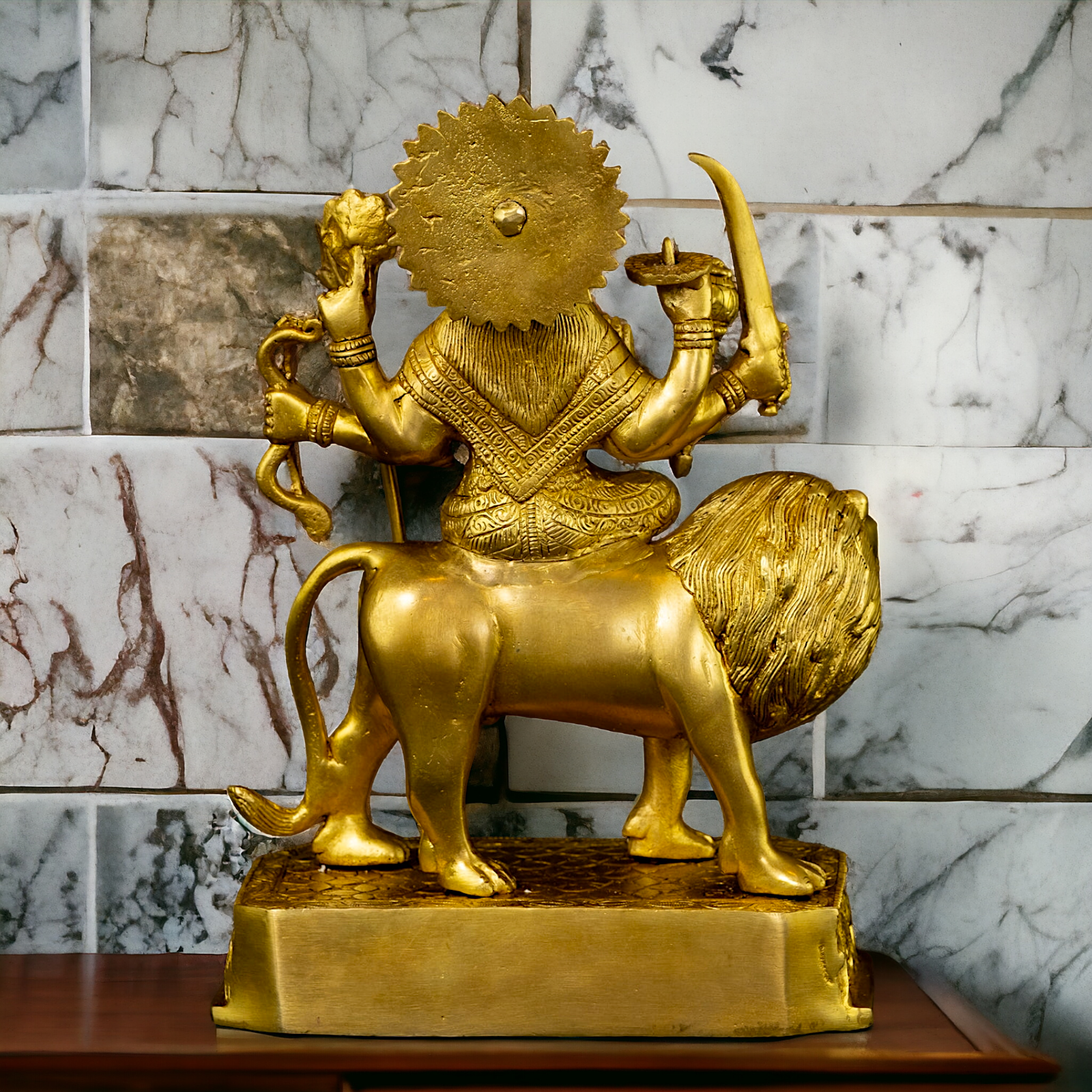 Superfine Brass Beautiful Sherawali Durga Maa - 31 cm Nikuressence