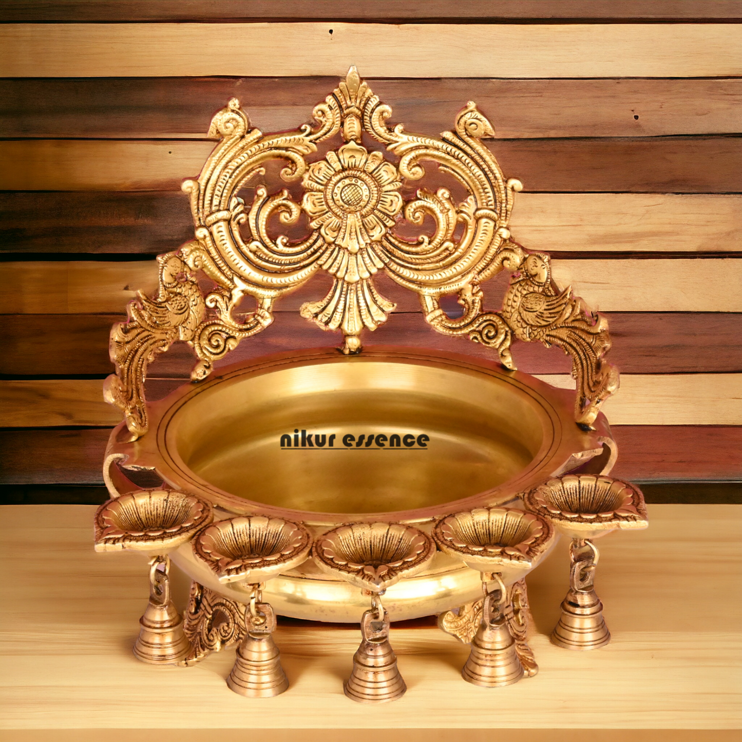 Online Pure Brass Urli Diya with Bells - 11.5 inch Nikuressence