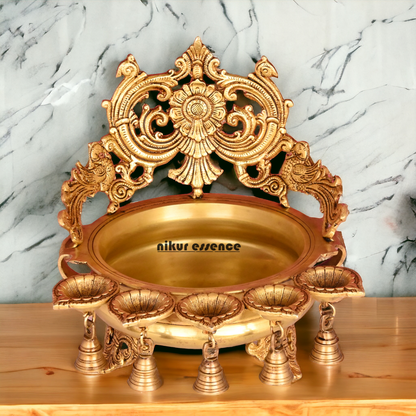 Online Pure Brass Urli Diya with Bells - 11.5 inch Nikuressence